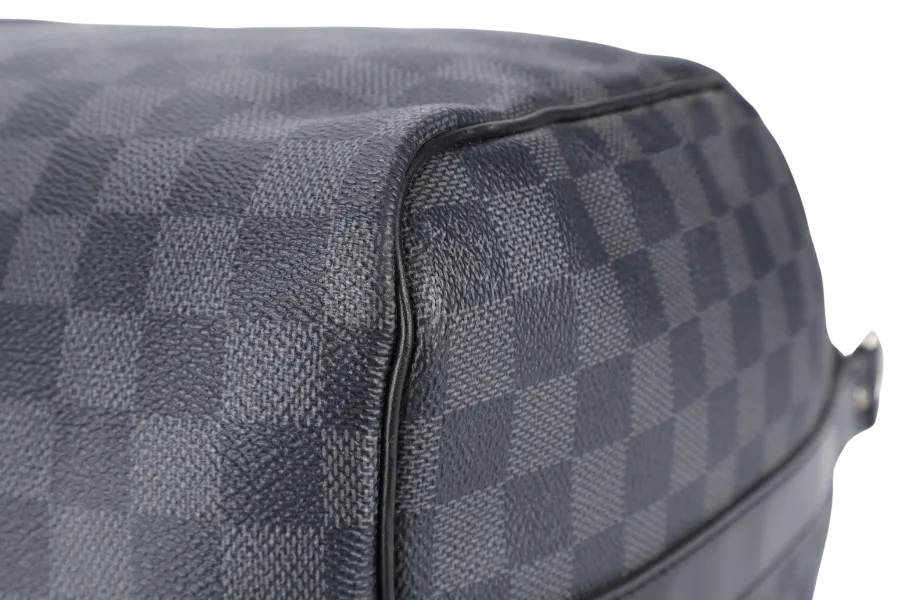 LOUIS VUITTON N41418 KEEPALL BANDOULIERE 45 DAMIER GRAPHITE CANVAS SILVER HARDWARE WITH STRAPS NO DUST COVER