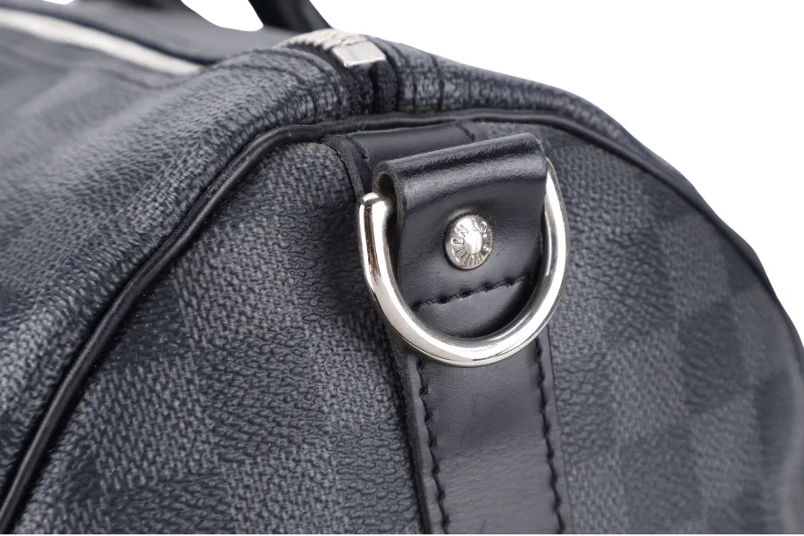LOUIS VUITTON N41418 KEEPALL BANDOULIERE 45 DAMIER GRAPHITE CANVAS SILVER HARDWARE WITH STRAPS NO DUST COVER