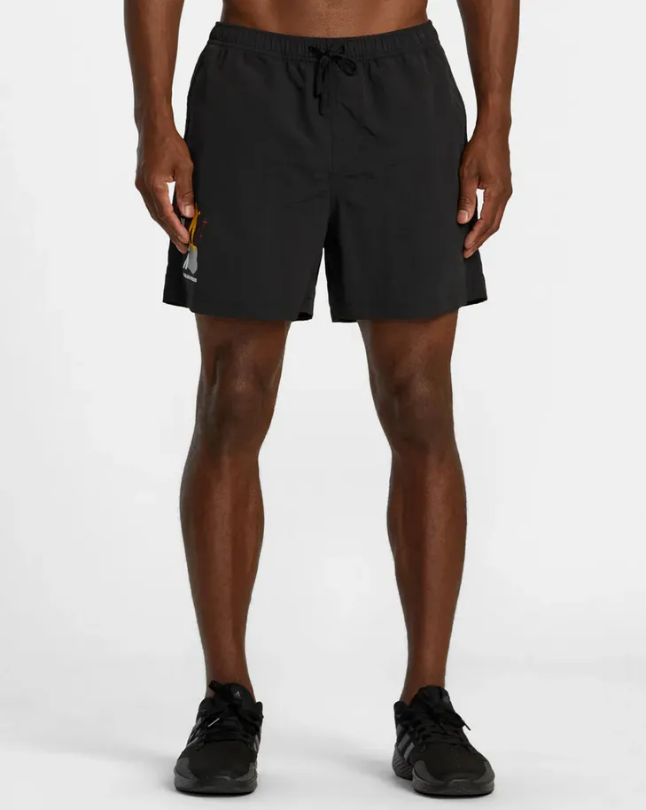 LUKE P OUTSIDER BASECAMP 16" ELASTIC WAIST SHORT  - BLACK