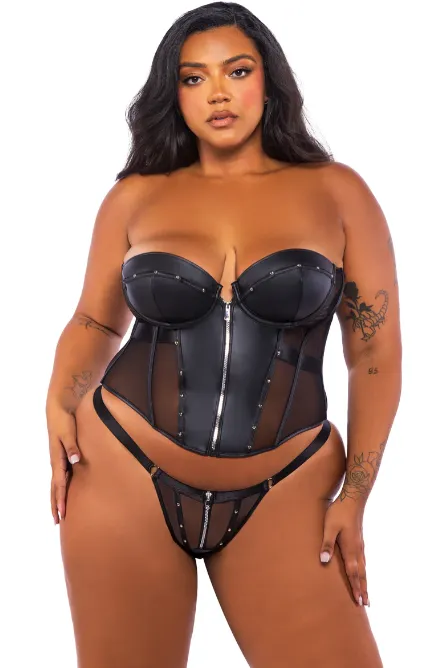 Lust & Leather Corset 2 Piece - LI698