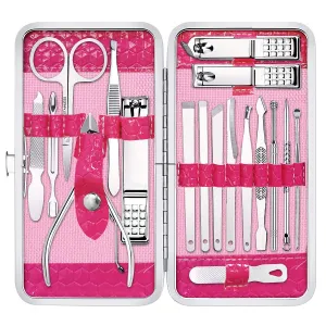 Manicure Set Nail Clippers Pedicure Kit -18 Pieces Stainless Steel Manicure Kit, Professional Grooming Kits, Nail Care Tools with Luxurious Travel Case