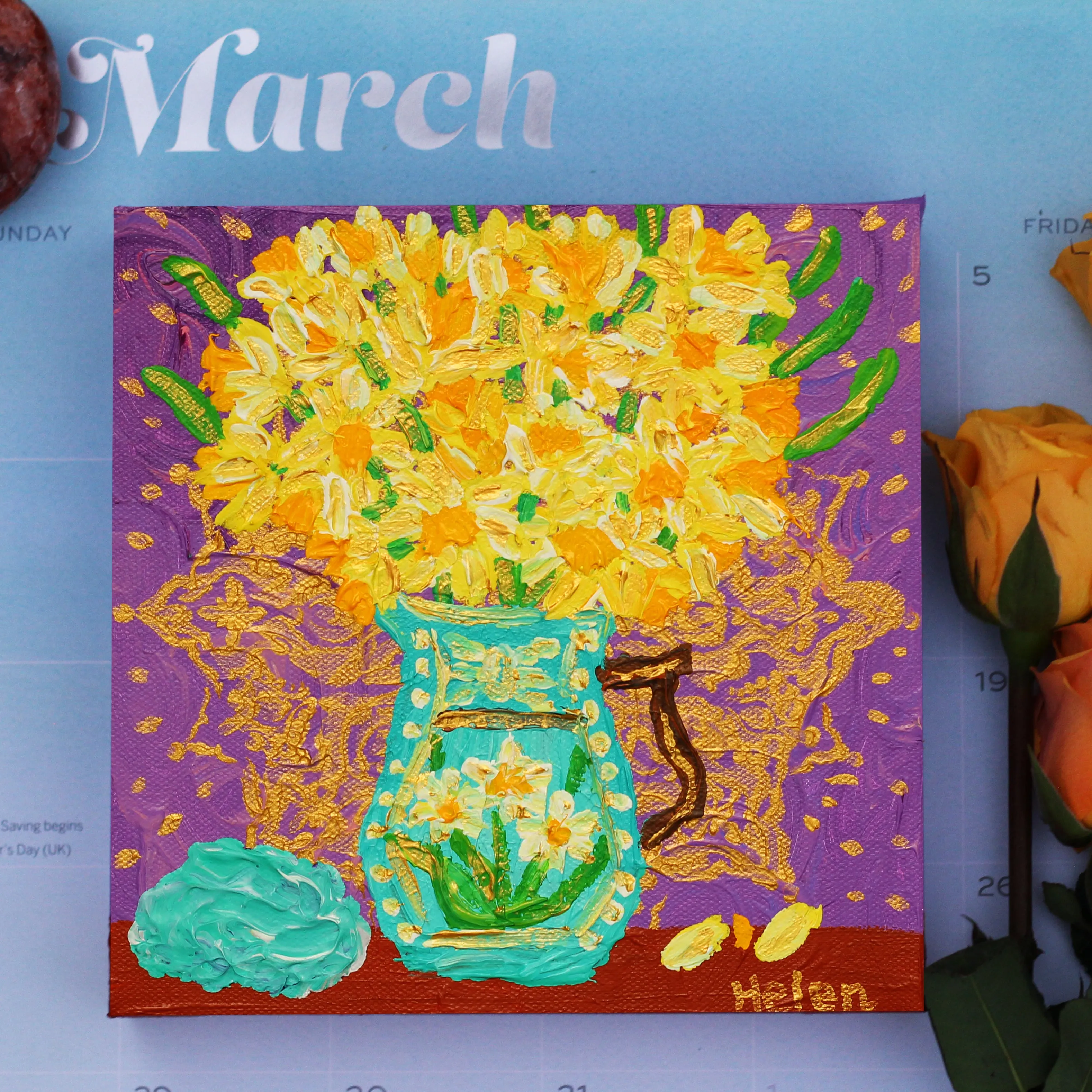 March Daffodil & Aquamarine