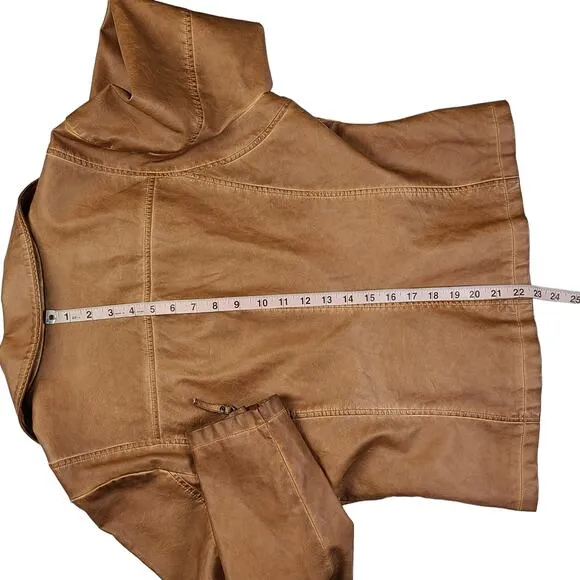 Max Studio Faux Leather Moto Jacket Size XL Brown Cognac New