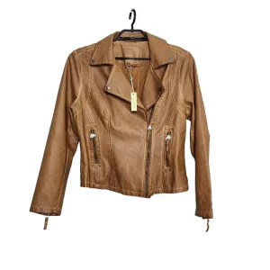 Max Studio Faux Leather Moto Jacket Size XL Brown Cognac New