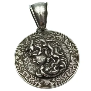 Medusa Gorgon silver plated pendant