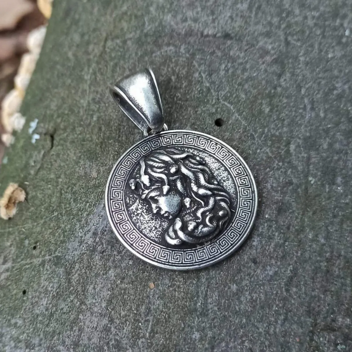 Medusa Gorgon silver plated pendant