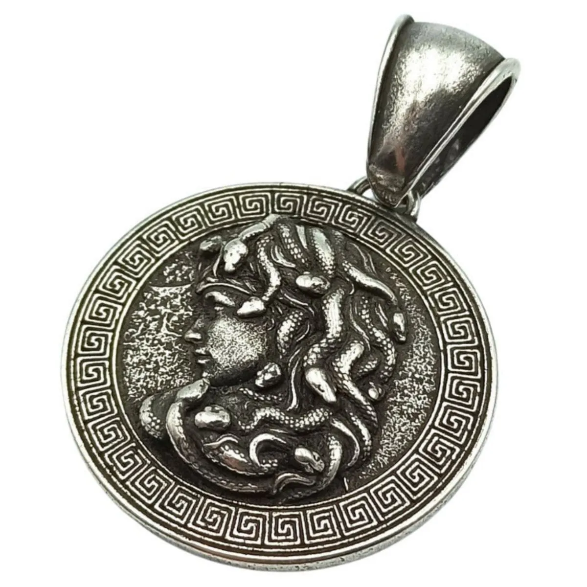 Medusa Gorgon silver plated pendant