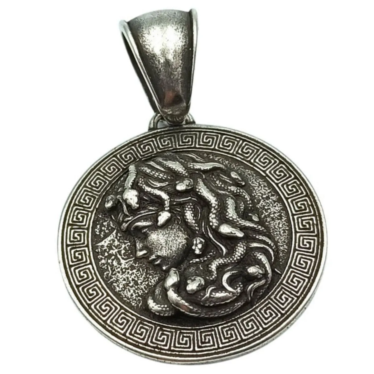 Medusa Gorgon silver plated pendant