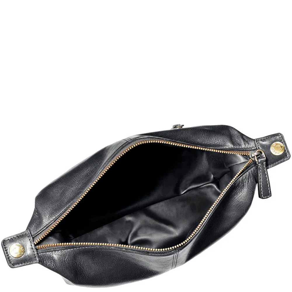 Mens Black Leather Shave Toilet Travel Kit with Waterproof Interior