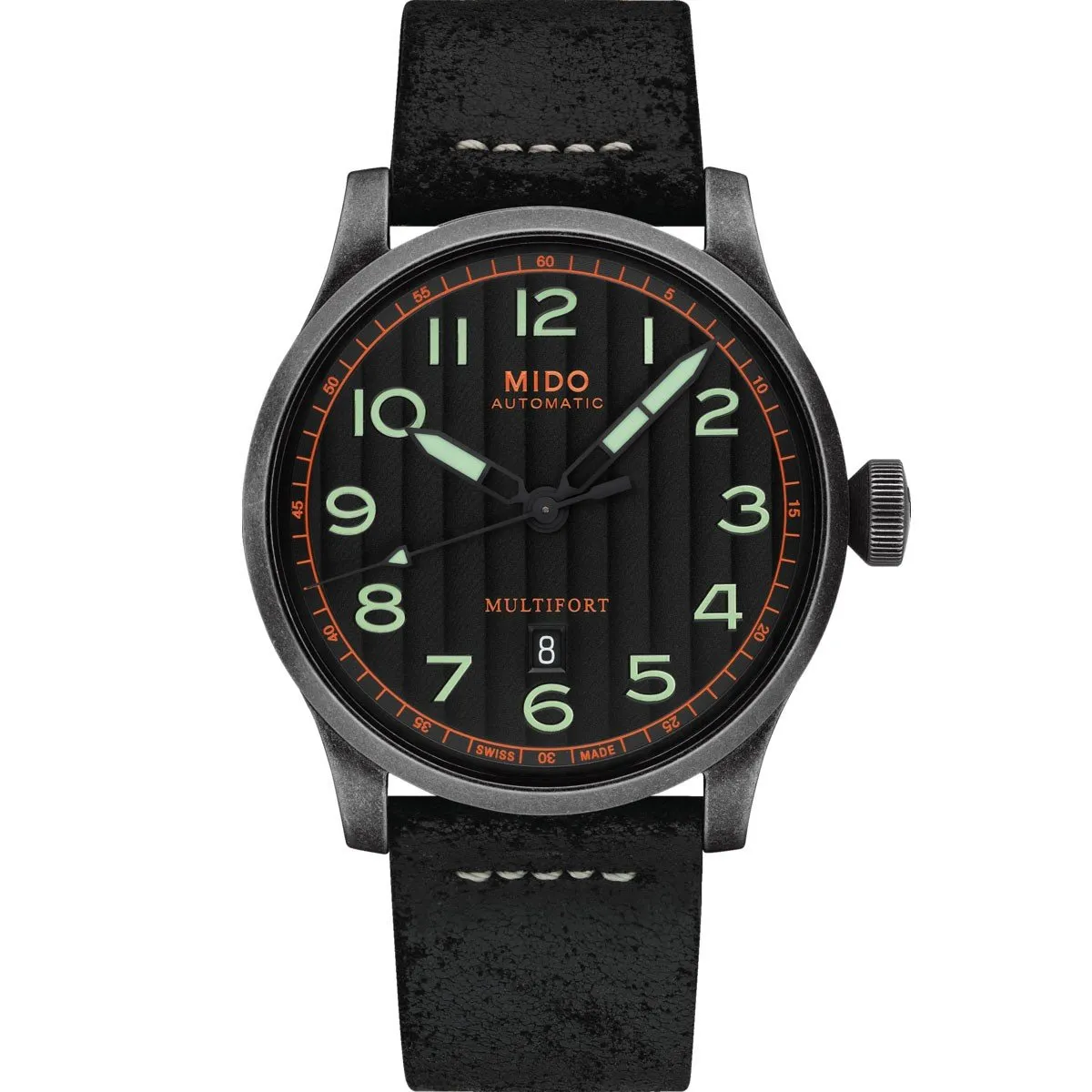 Mido Multifor Escape 44mm Watch Automatic Black Steel Finish Pvd Black Antique Sabbiato M032.607.36.050.09