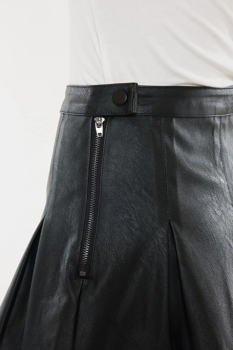 Milicent Mid Rise Faux Leather Skirt