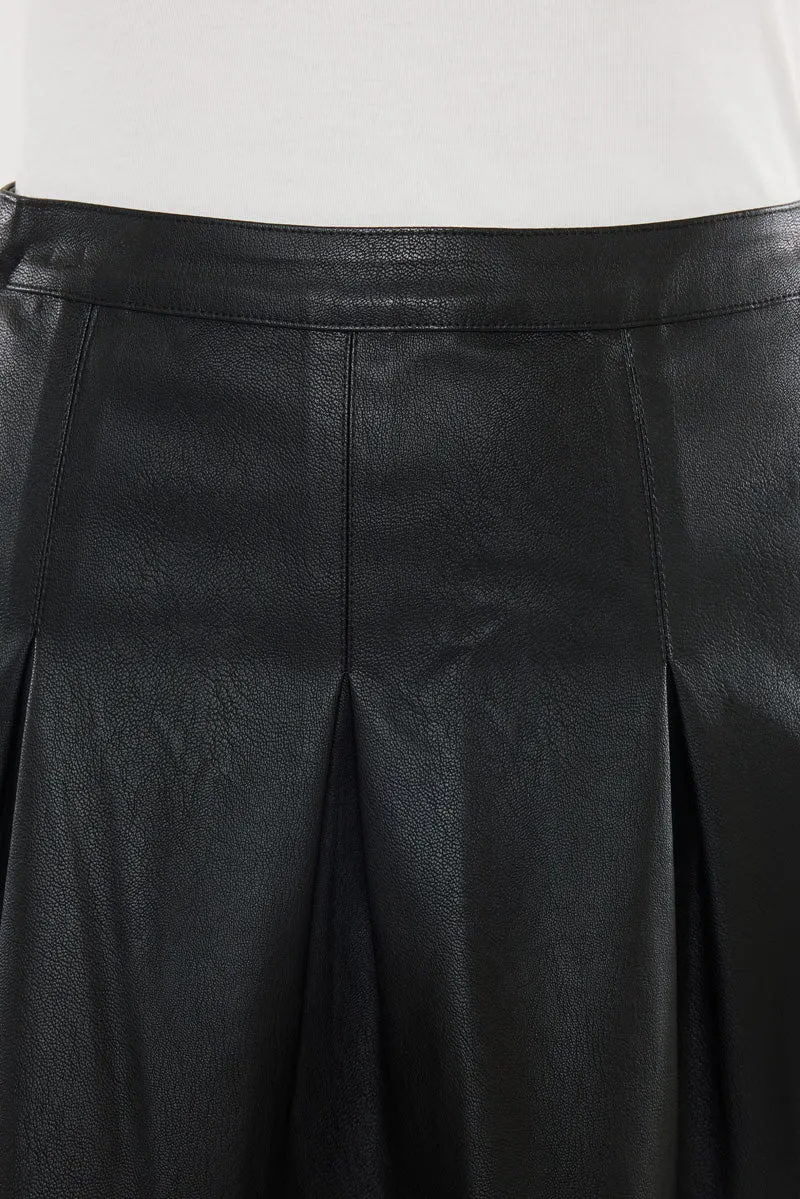 Milicent Mid Rise Faux Leather Skirt