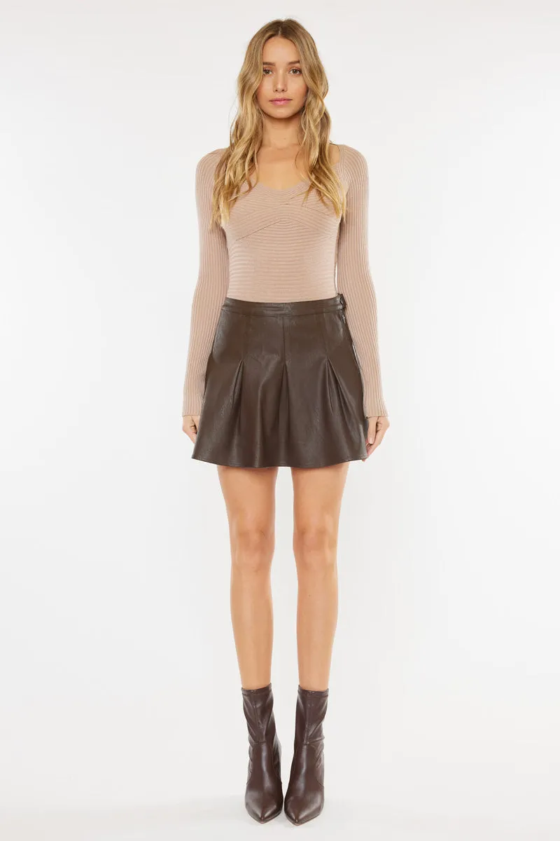 Milicent Mid Rise Faux Leather Skirt