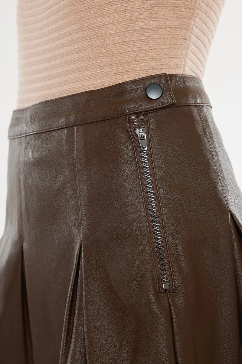 Milicent Mid Rise Faux Leather Skirt