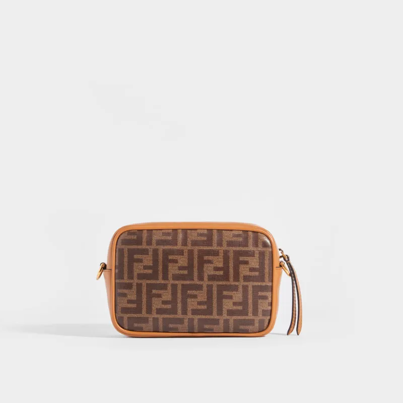 Mini Camera Crossbody Bag in Multicolour Canvas With Tan
