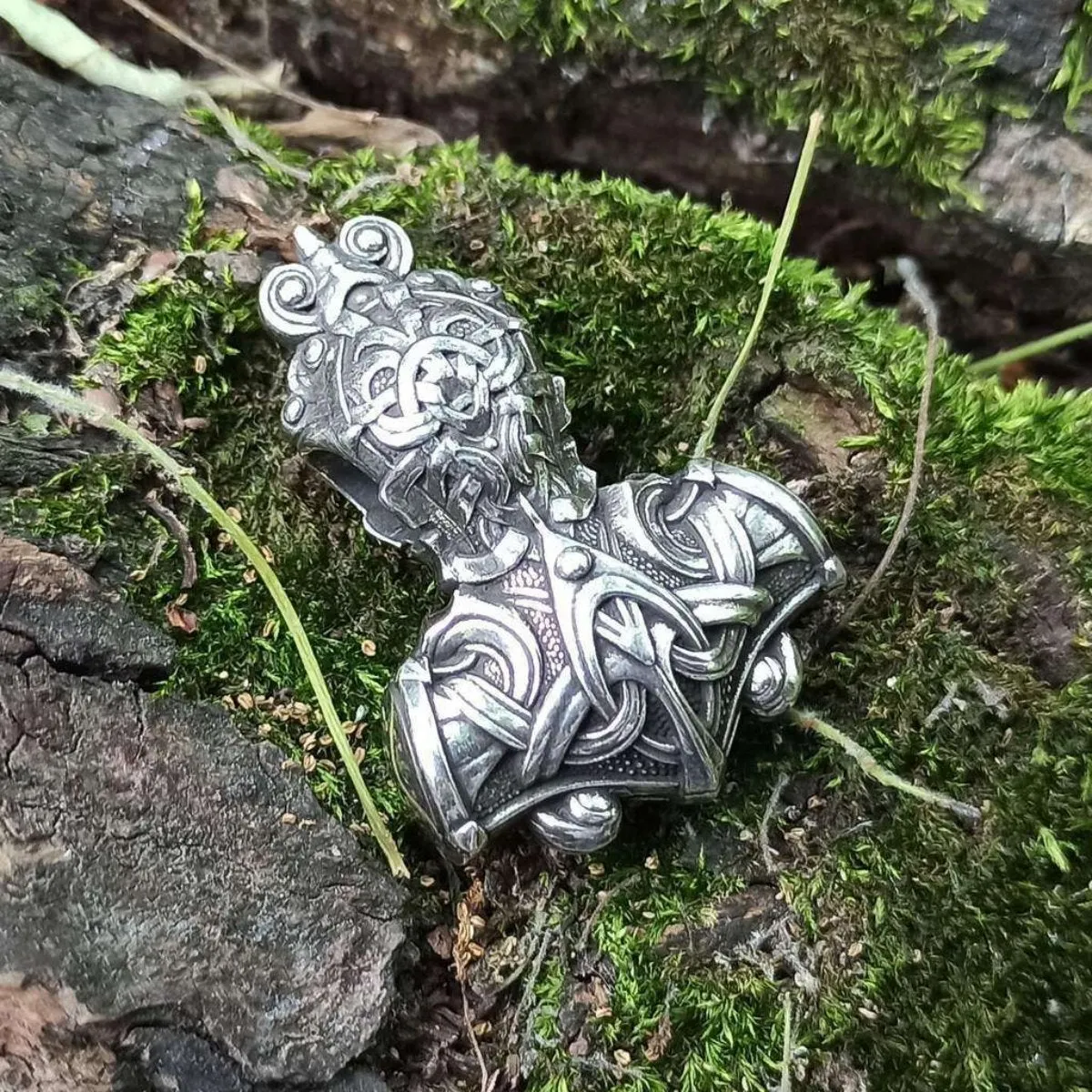 Mjolnir Hammer silver pendant
