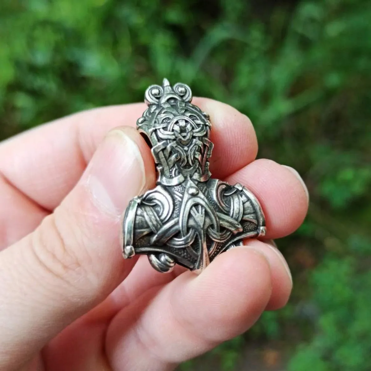 Mjolnir Hammer silver pendant