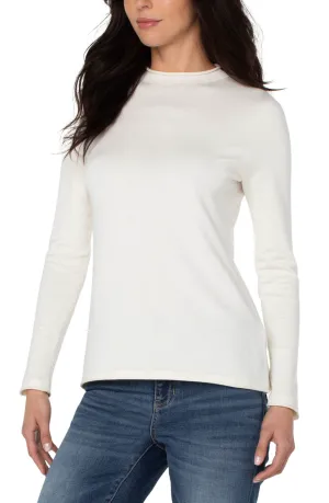 Mock Neck Rolled Neck Long Sleeve White