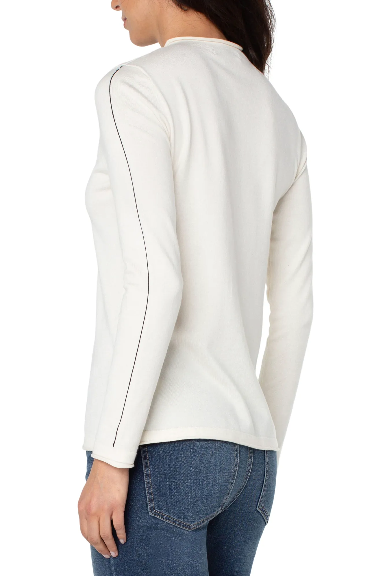Mock Neck Rolled Neck Long Sleeve White