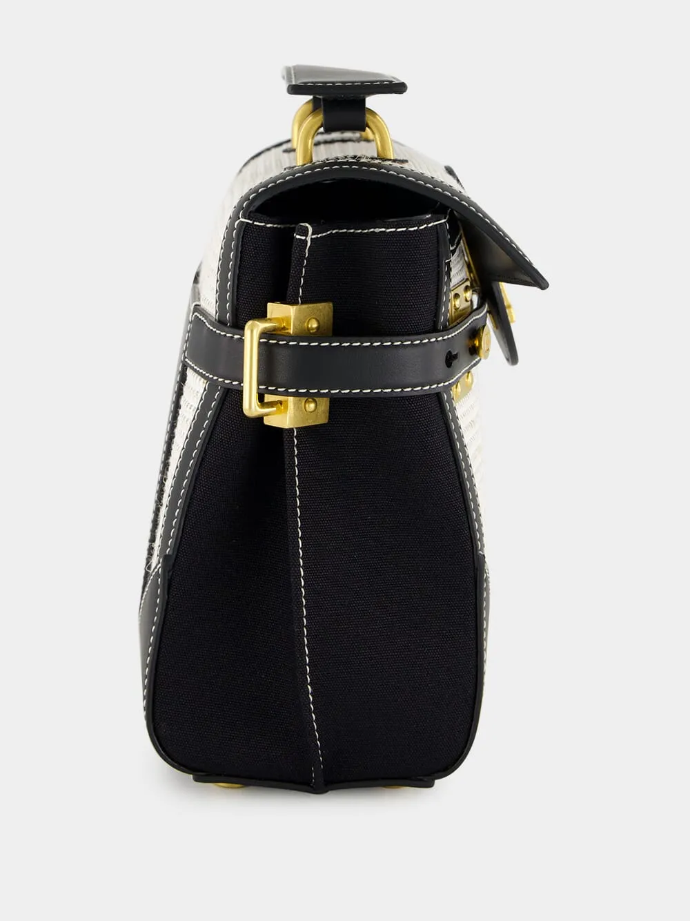 Natural & Black Raffia B-Buzz 23 Bag