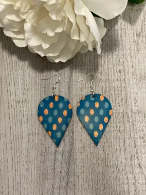 Navy & Polka Dot Wooden Earrings