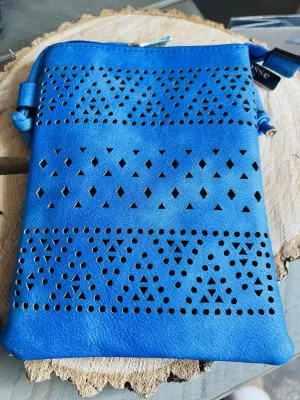 New Ecosse Design Crossbody leather purse in Blue! Rear pocket to hold your Phone! Great Quality!