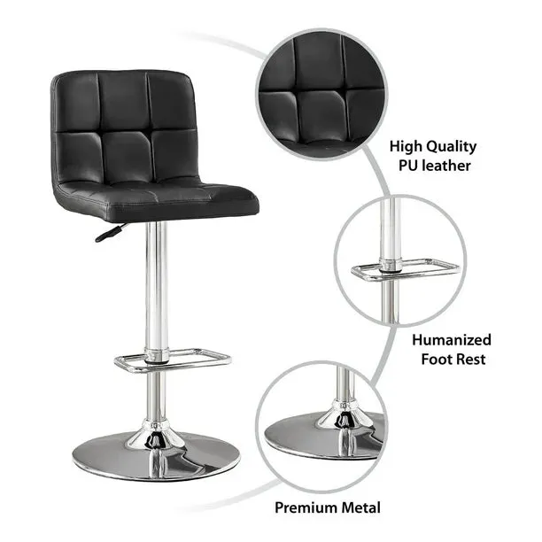 NEW IN BOX Hometrends Quilted Swivel Bar Stool, Hometrends Swivel Bar Stool, Adjustable Height, Black, Retails $74
