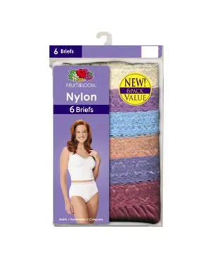 New in package! Women's Fruit of the Loom Assorted Nylon Brief, 6 Pack, Sz 3X!