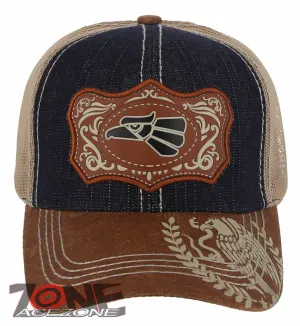 NEW! MEXICAN EAGLE PRIDE AZTEC BIRD TRUCKER SNAPBACK BASEBALL CAP HAT BLUE JEAN