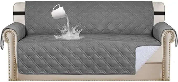 New Microfiber Sofa Cover 3 Seat Couch Protector Water Resistant Quilted with PVC Backing Non-Skid Stay in Place (Sofa Oversize,86"x132") Grey, Retails $132 