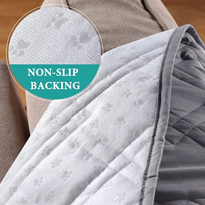 New Microfiber Sofa Cover 3 Seat Couch Protector Water Resistant Quilted with PVC Backing Non-Skid Stay in Place (Sofa Oversize,86"x132") Grey, Retails $132 