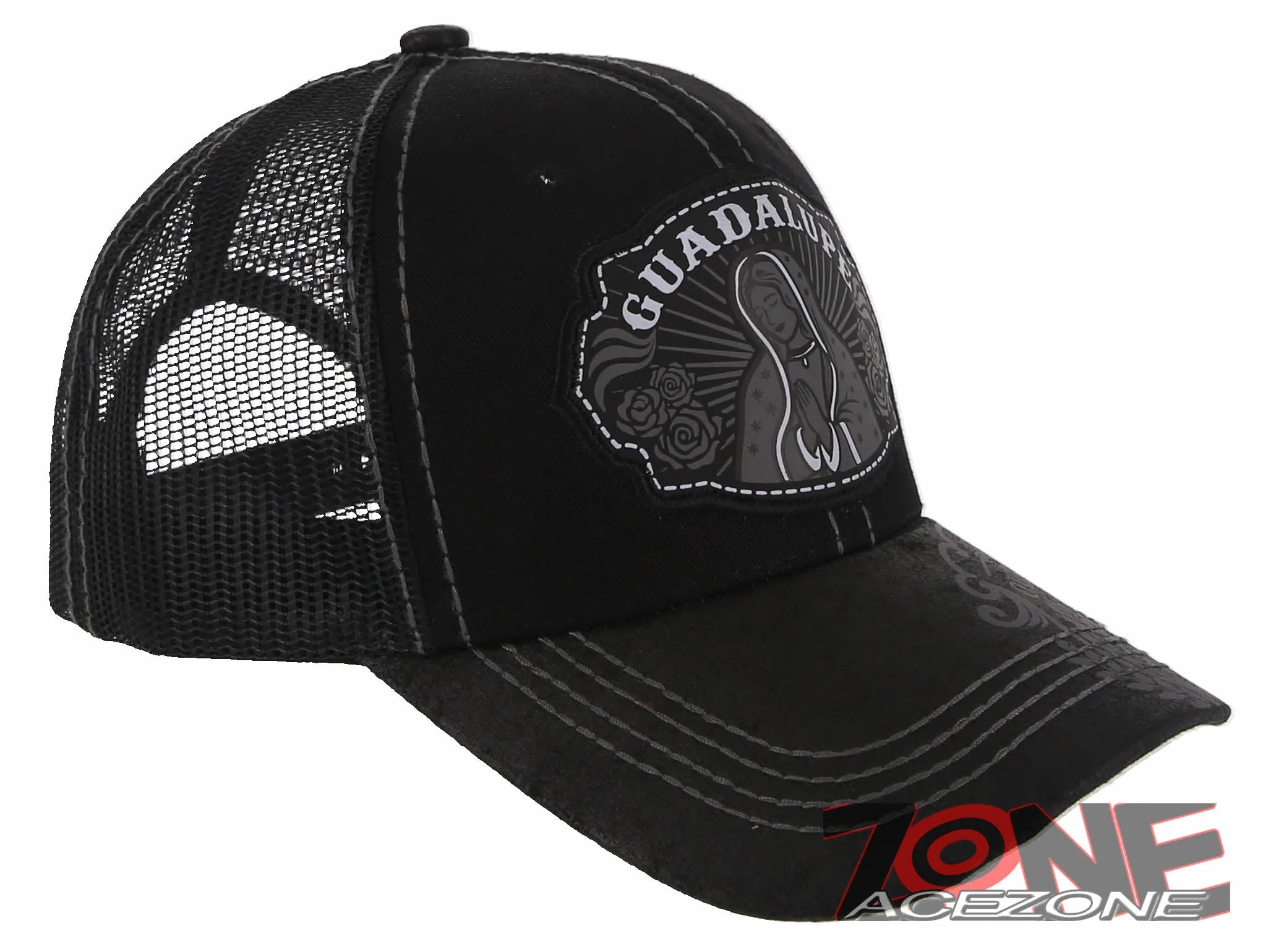 NEW! OUR LADY OF GUADALUPE CATHOLIC MEXICAN TRUCKER BASEBALL CAP HAT BLACK