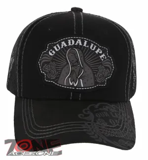 NEW! OUR LADY OF GUADALUPE CATHOLIC MEXICAN TRUCKER BASEBALL CAP HAT BLACK