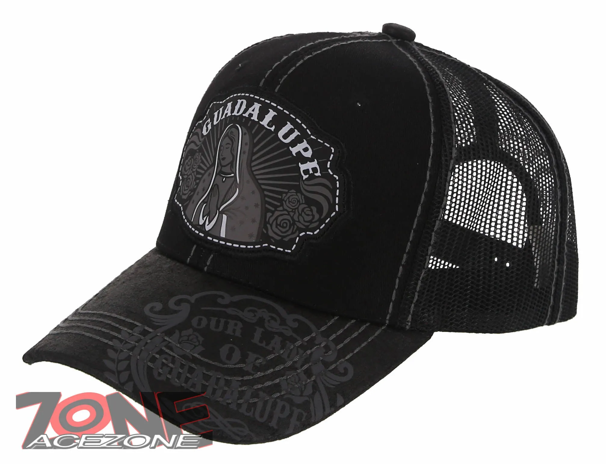 NEW! OUR LADY OF GUADALUPE CATHOLIC MEXICAN TRUCKER BASEBALL CAP HAT BLACK