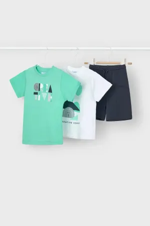 NEW SS25 Mayoral Boys 3 Piece Shorts Set 3602 Aqua/77