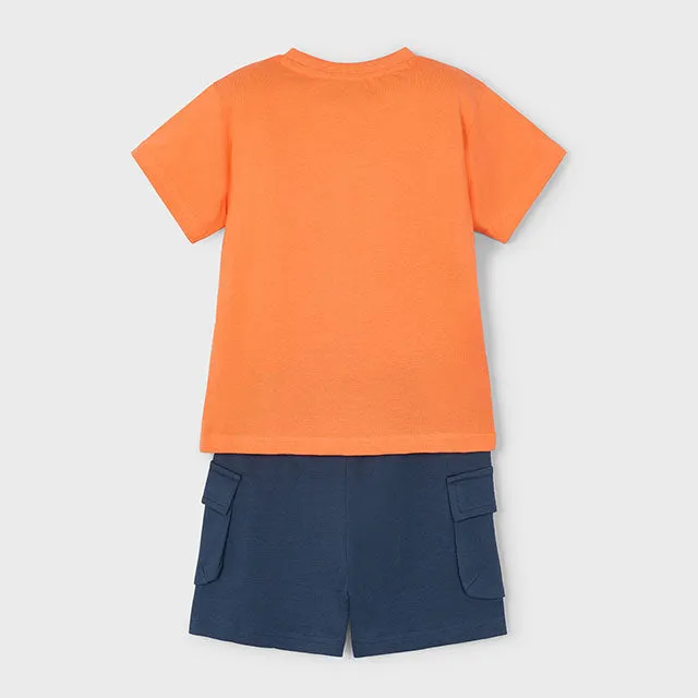 NEW SS25 Mayoral Boys Shorts Set 3605 Coral/88