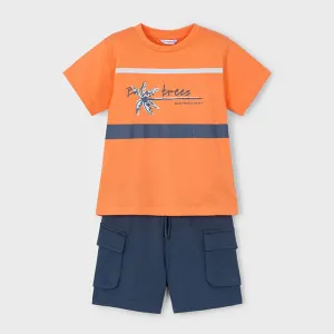 NEW SS25 Mayoral Boys Shorts Set 3605 Coral/88