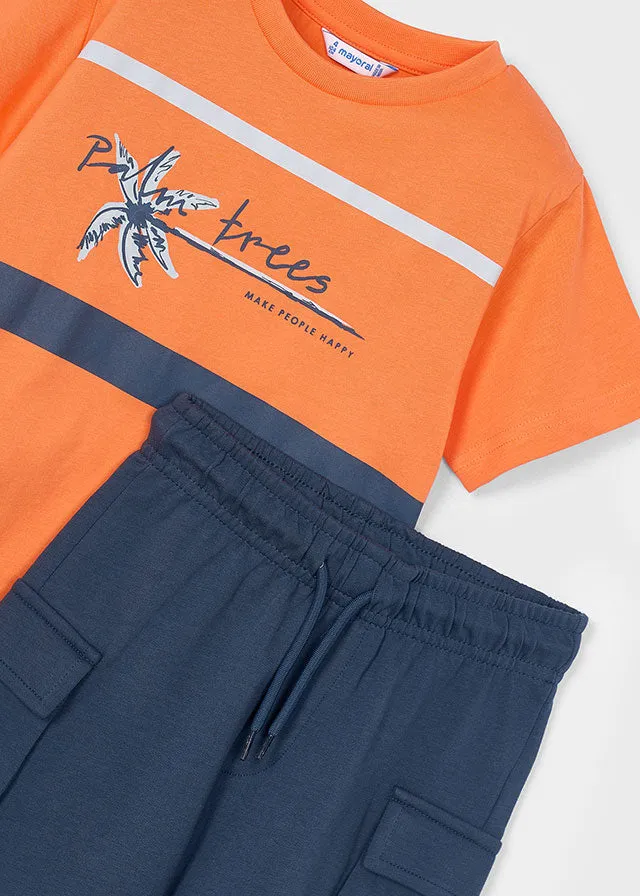 NEW SS25 Mayoral Boys Shorts Set 3605 Coral/88