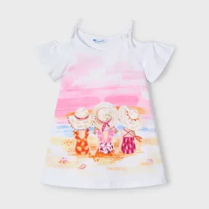 NEW SS25 Mayoral Girls Dress 3963 White/55