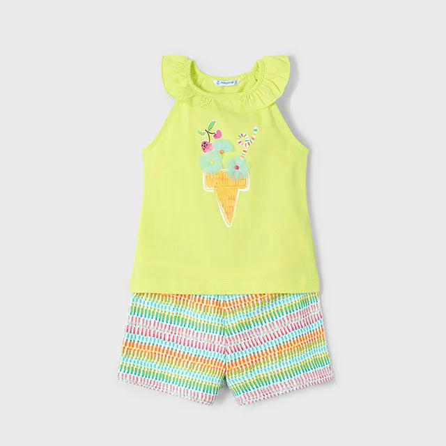 NEW SS25 Mayoral Girls Shorts Set 3214 Citrus/66