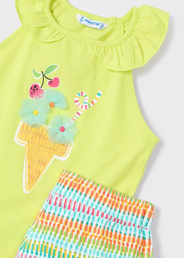 NEW SS25 Mayoral Girls Shorts Set 3214 Citrus/66