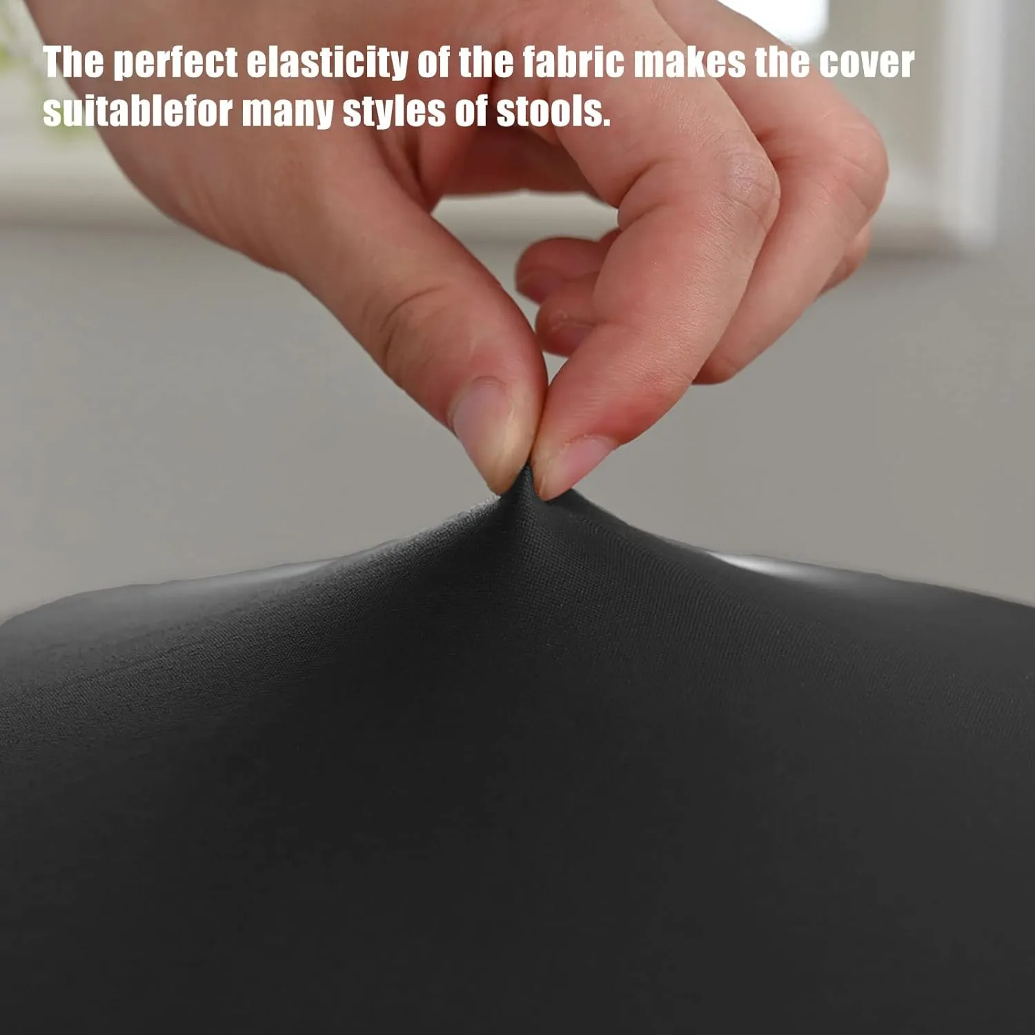 NEW YWNYT 6-Pack Elastic Round Stool Chair Cover, Waterproof PU Leather Anti-Slip Round Seat Cover Dustproof Washable Stool Cushion Slipcover for 13-18 Inch, Black