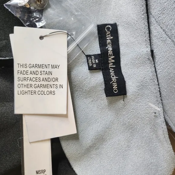 NWT Catherine Malandrino women's light blue faux leather mobwife jacket Medium