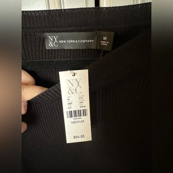 NY &amp; Co Faux Leather Long Sleeve Black Sweater - New With Tags! - Medium
