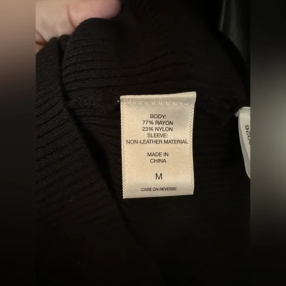 NY &amp; Co Faux Leather Long Sleeve Black Sweater - New With Tags! - Medium