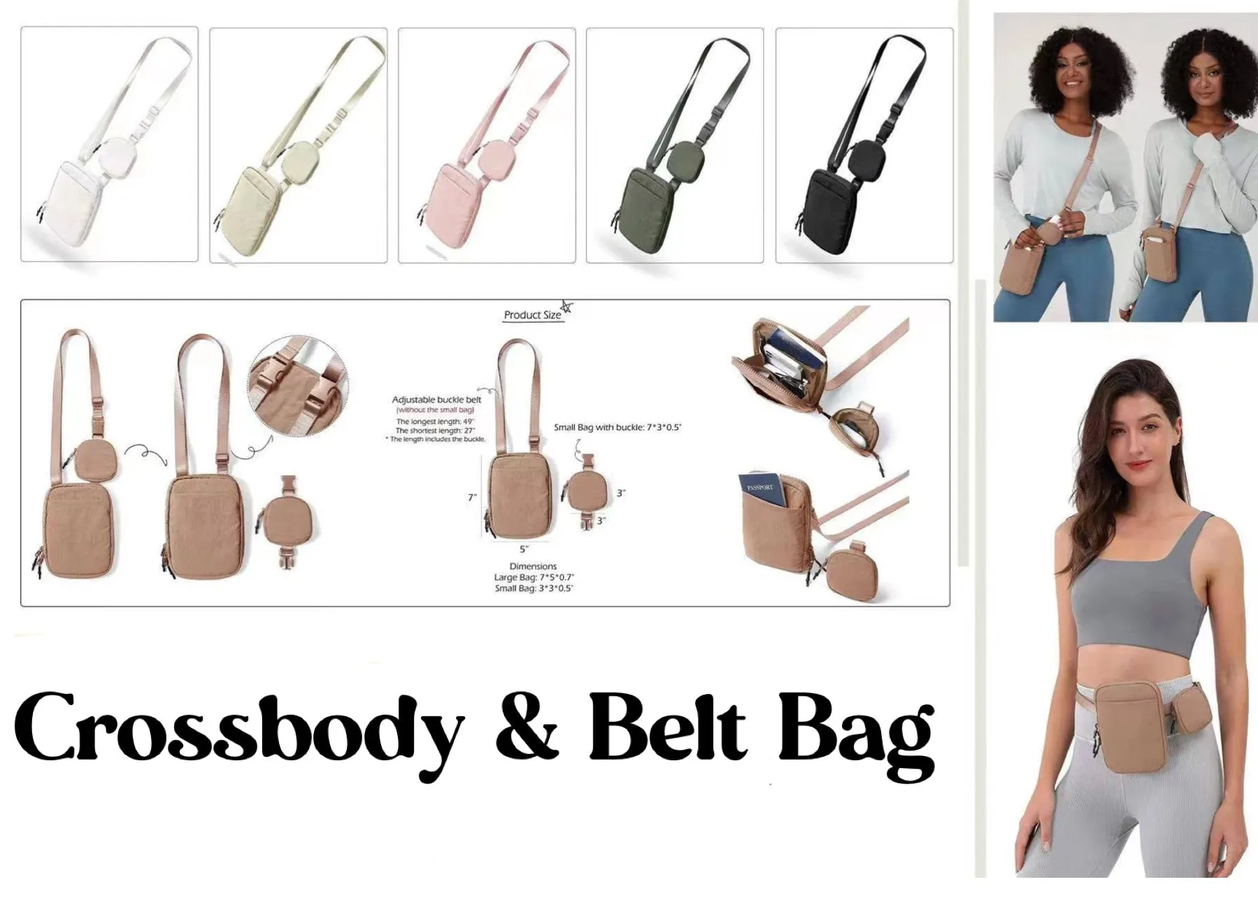 Nylon Crossbody & Belt Bag