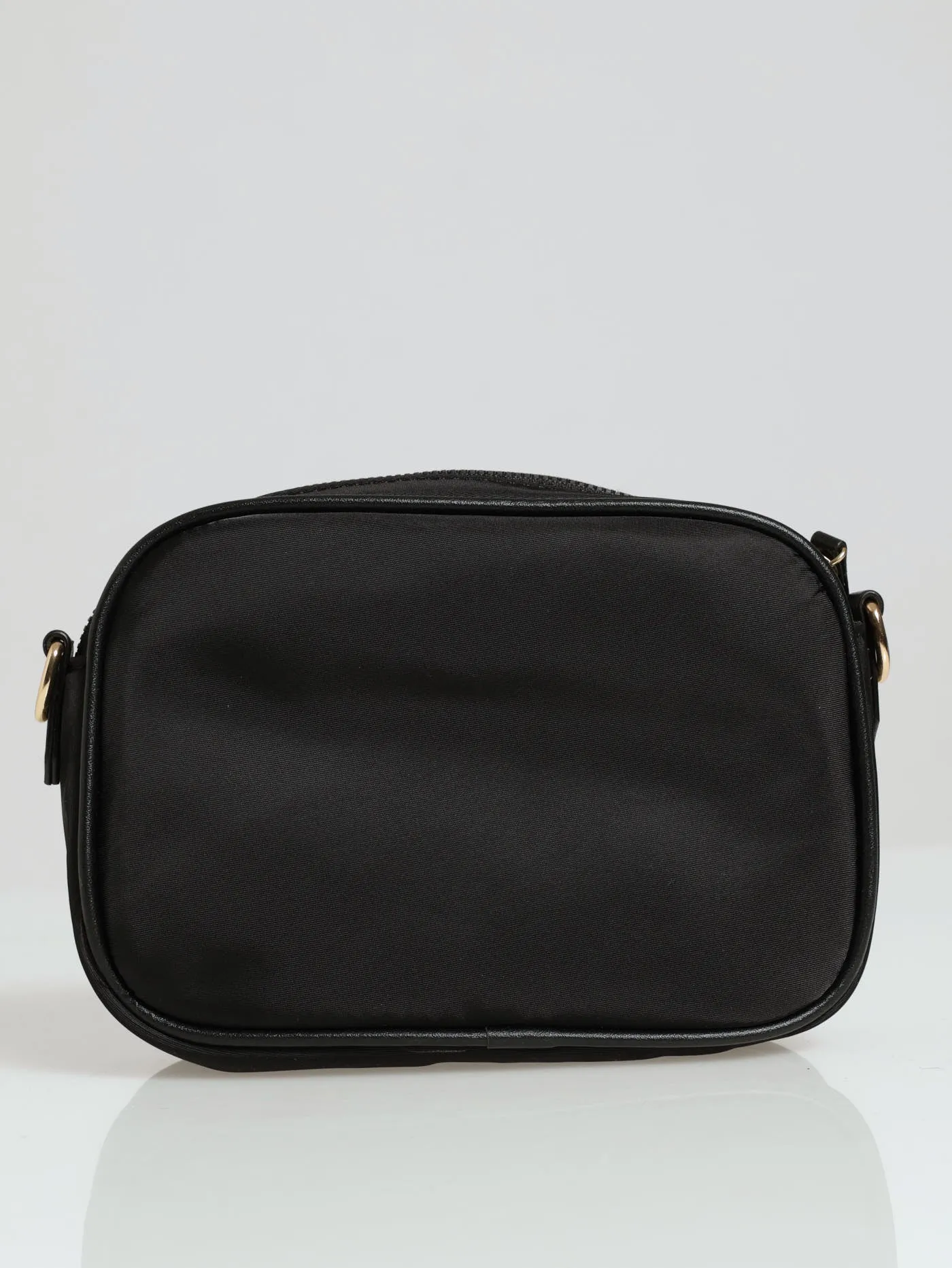 Nylon Gold Zip Camera Bag - Black