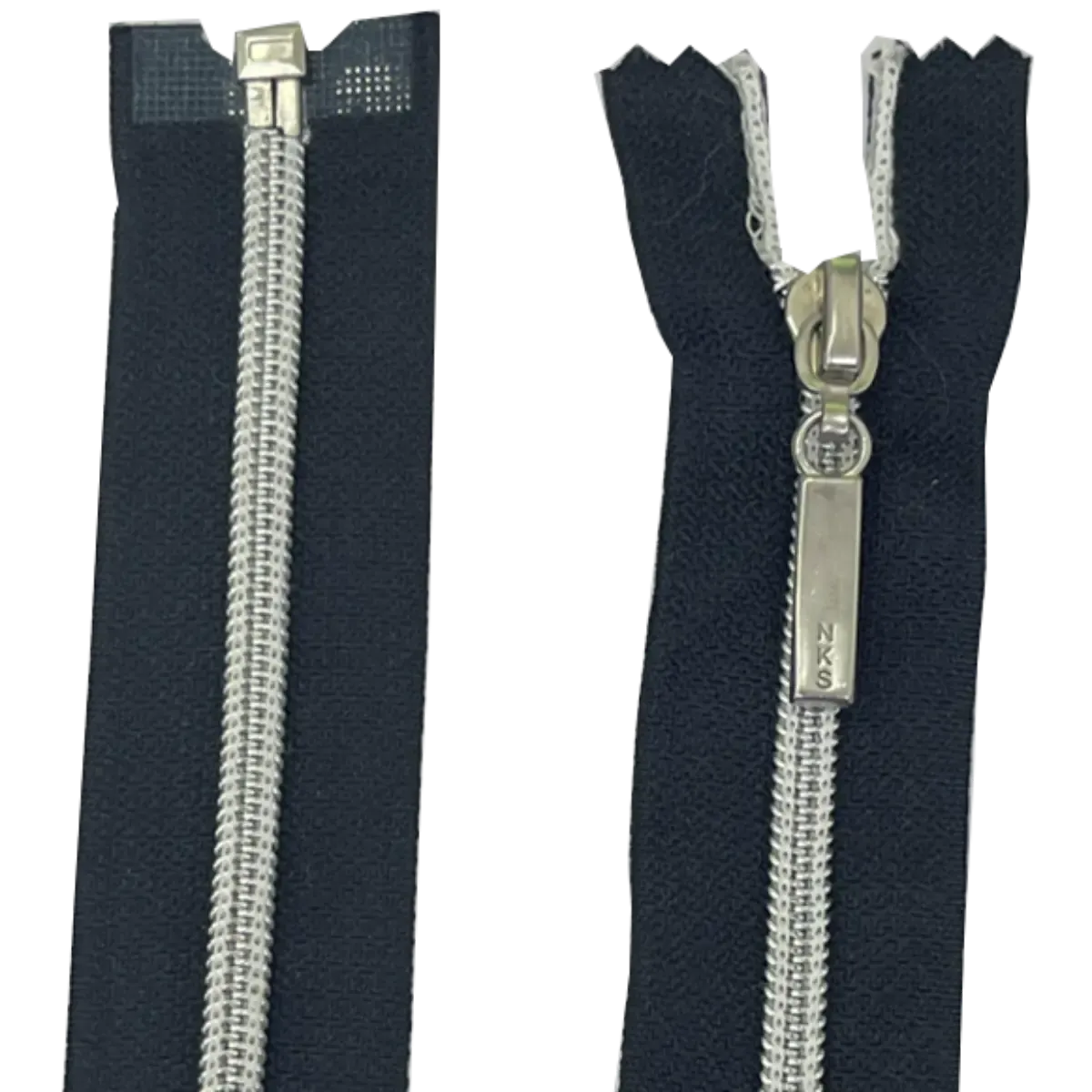 Nylon Open Ended Zip 14" (35cm) With Metal Puller & Silver Effect Teeth