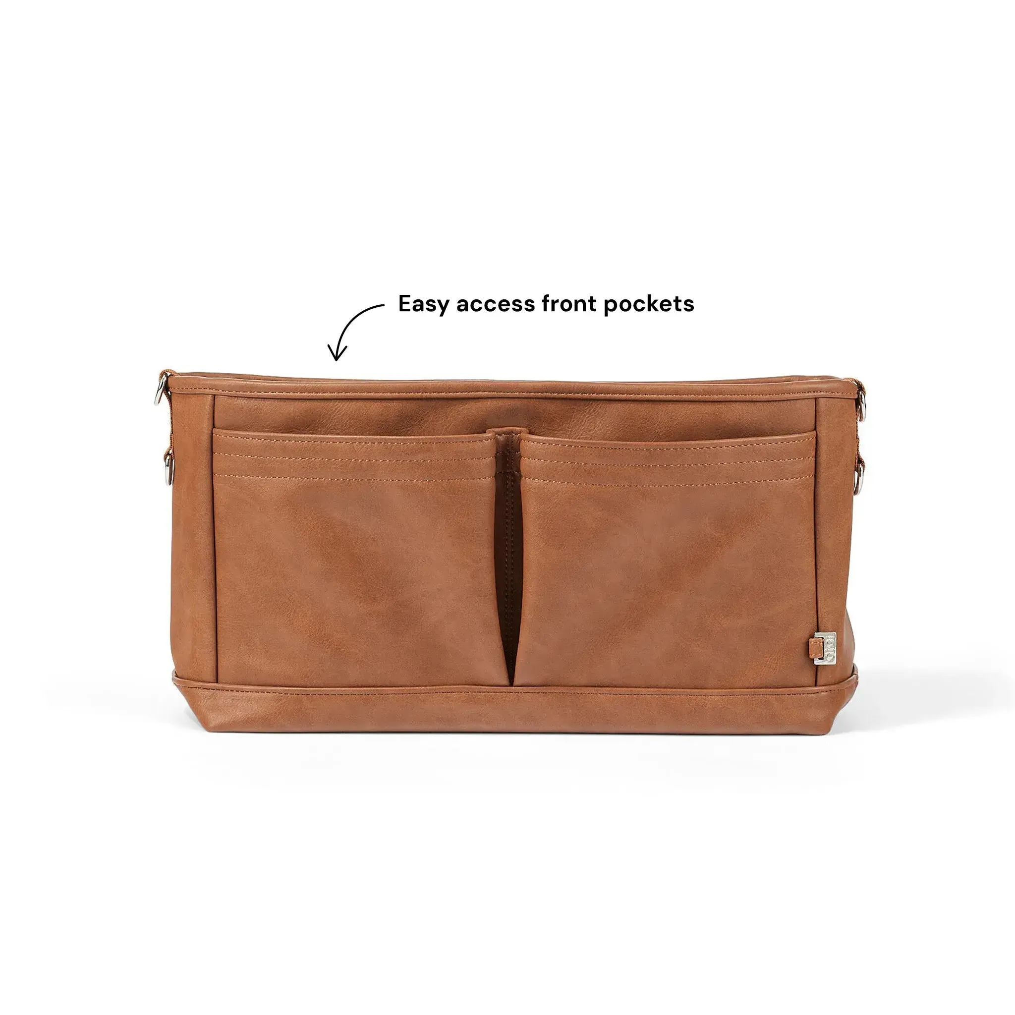 OiOi - Vegan Leather Stroller Organiser/Pram Caddy - Tan