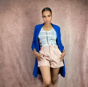 Pale Pink Pleather Shorts